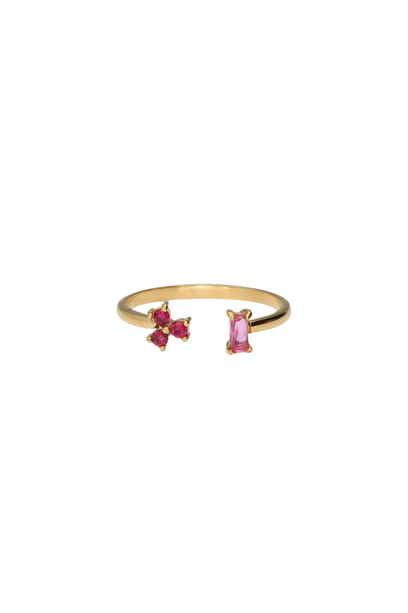 Ring met roze strass